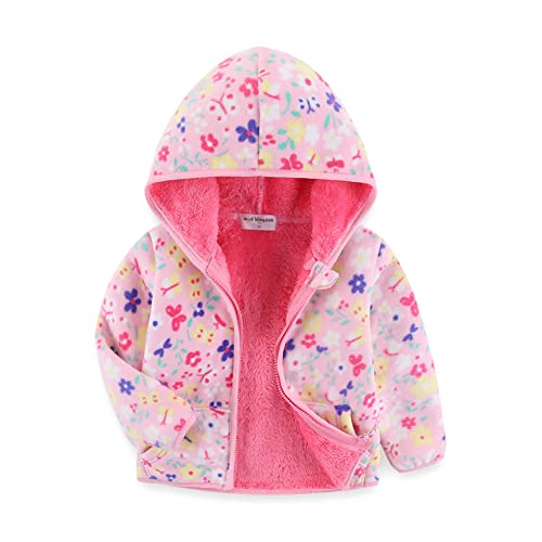 Mud Kingdom Kleine Mädchen Polar Vlies Jacke Niedliche Blumen Schmetterling Rosa Dicke Warme Oberbekleidung 5 Jahre von Mud Kingdom