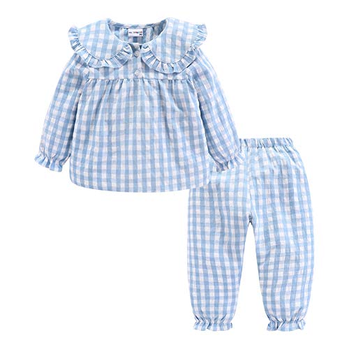 Mud Kingdom Kleine Mädchen Pyjama Sets Peter Pan Kragen Niedlich Plaid Blau 5 Jahre von Mud Kingdom