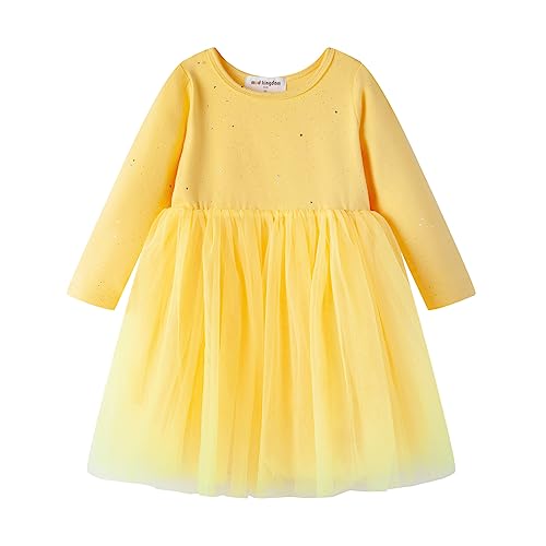 Mud Kingdom Kleine Mädchen Tüllkleid Frühling Herbst Sparkle Gelb 6-7 Jahre Langarm von Mud Kingdom