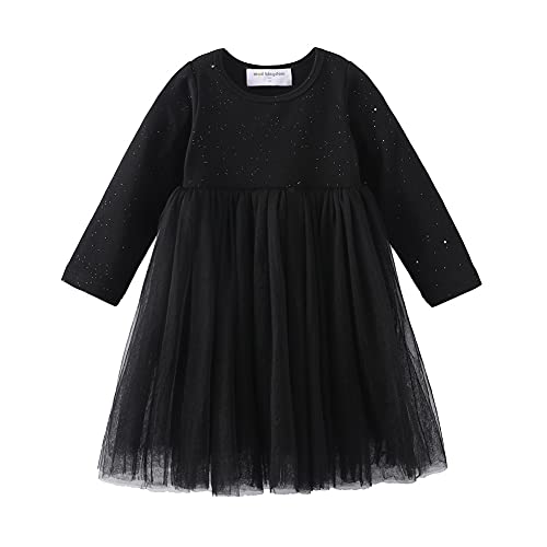Mud Kingdom Kleine Mädchen Tüllkleid Frühling Herbst Sparkle Schwarz 6-7 Jahre Langarm von Mud Kingdom