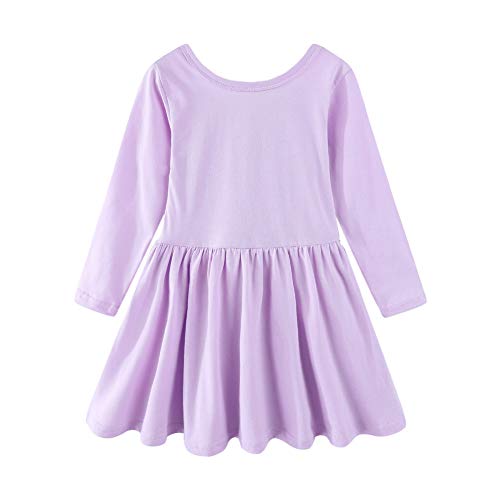 Mud Kingdom Kleine Mädchens Lange Ärmel Schmerzen Schwingen Kleid Rückenfrei Baumwolle Lila 7-8 Jahre von Mud Kingdom