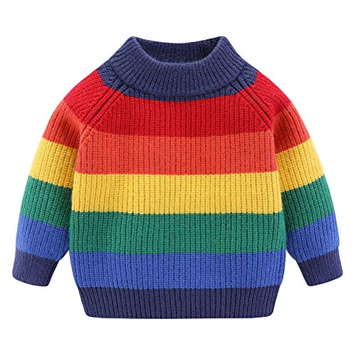Mud Kingdom Kleines Jungen Sweatshirt Zur Seite Fahren Süß Regenbogen Streifen Blau 6-7 Jahre von Mud Kingdom