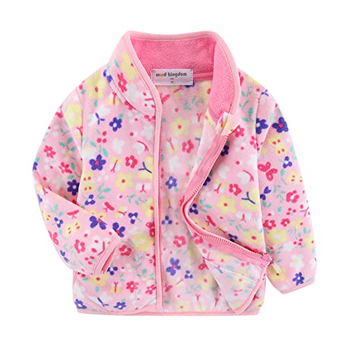 Mud Kingdom Kleinkind Fleecejacke Reißverschluss Casual Langarm Weich Outdoorjacke Rosa Blumen 2 Jahre von Mud Kingdom