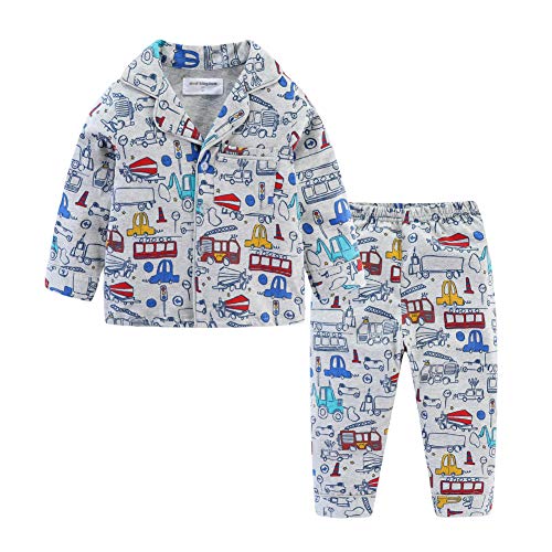 Mud Kingdom Kleinkind Jungen Kragen Pyjama Set Cartoon Autos Graue Baumwolle Homewear 2 Jahre von Mud Kingdom