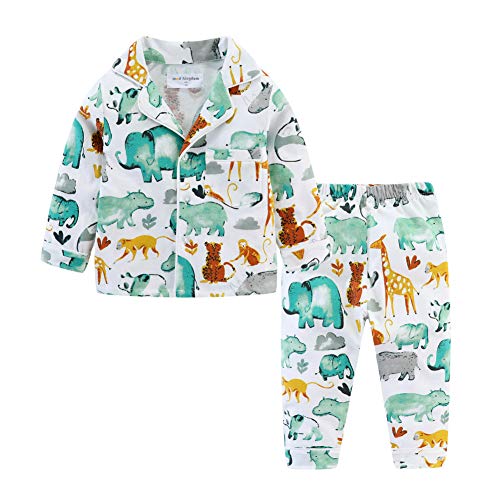 Mud Kingdom Kleinkind Jungen Langarm Baumwolle Pyjama Sets Süße Tiere Weiß 2 Jahre von Mud Kingdom