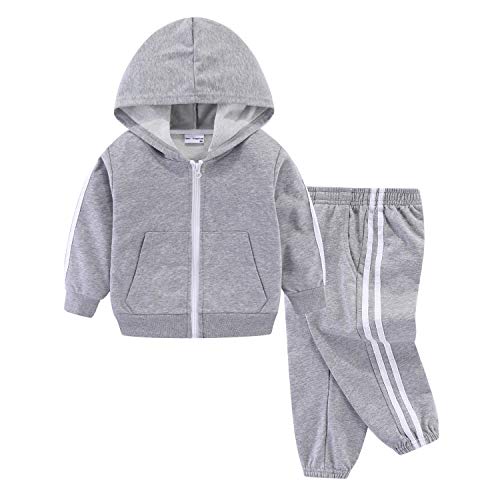 Mud Kingdom Kleinkind Jungen Outfits Sport Zipper Hoodie und Jogger Set Grau 5 Jahre von Mud Kingdom