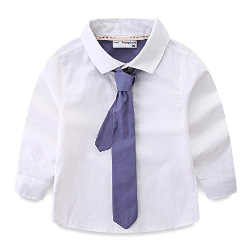 Mud Kingdom Kleinkind Jungen weißes Hemd und Krawatte Set Plain Casual 2 Jahre von Mud Kingdom