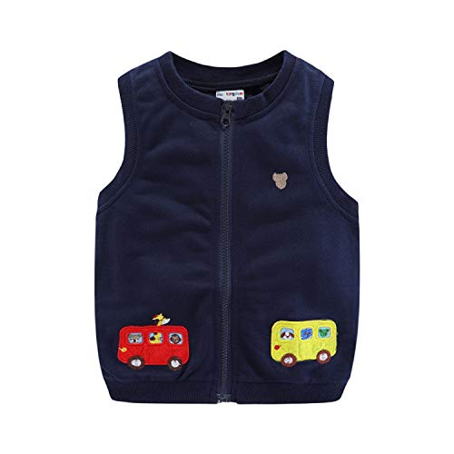 Mud Kingdom Jungen Gilets Rundhals Reißverschluss Bodywarmer Für Kleinkind Junge Ärmellose Oberbekleidung Bus Stickerei Marineblau 4 Jahre von Mud Kingdom