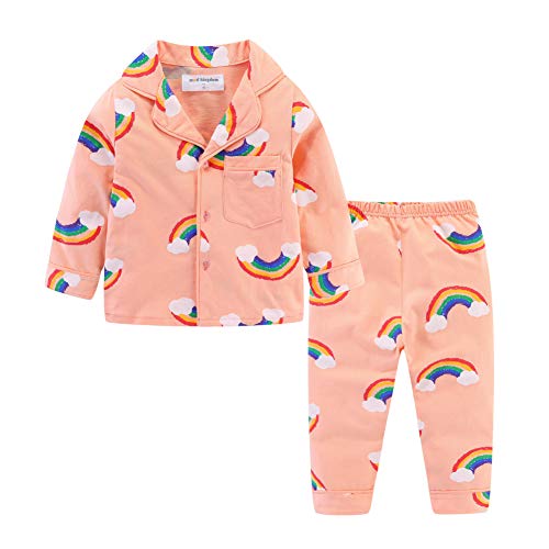 Mud Kingdom Kleinkind Mädchen Collared Pyjama Set Nette Regenbogen Nachtwäsche Rosa 4 Jahre von Mud Kingdom