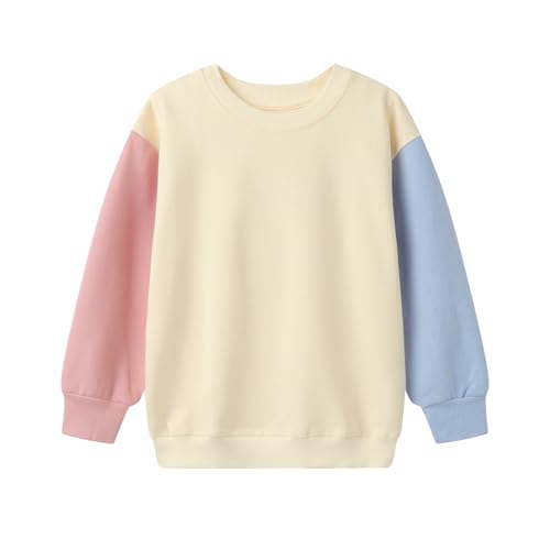 Mud Kingdom Kleinkind Mädchen Farbblock Sweatshirt Schulter Abfall Pullover für Kleinkind Mädchen Rundhals Oberteile Weiß 6 Jahre von Mud Kingdom