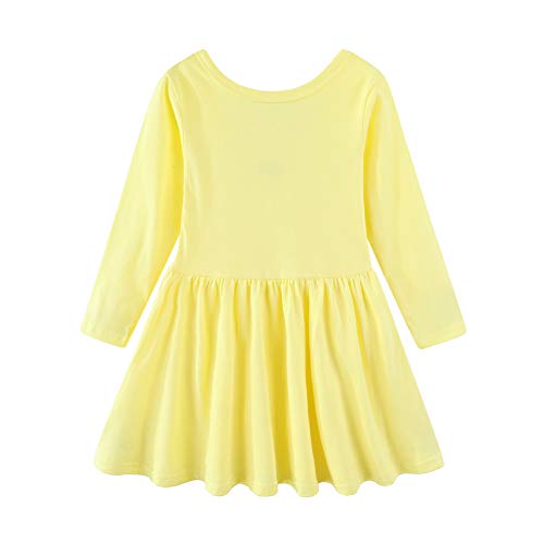 Mud Kingdom Kleinkind Mädchen Lange Ärmel Schwingen Kleid Solide Farben Baumwolle Gelb 2 Jahre von Mud Kingdom