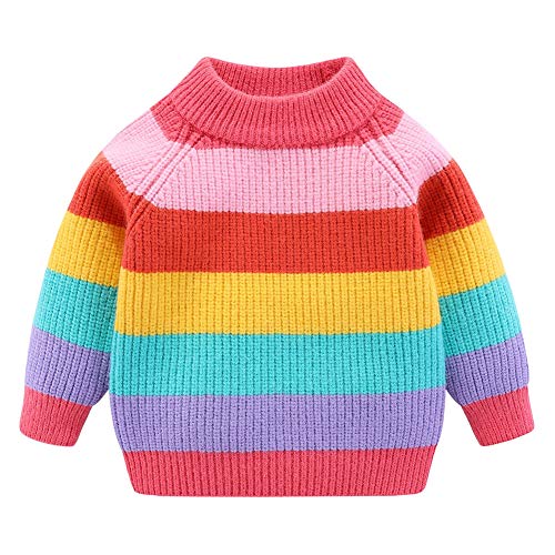 Mud Kingdom Kleinkind Mädchen Sweatshirt Zur Seite Fahren Süß Regenbogen Streifen Rosa 4 Jahre von Mud Kingdom