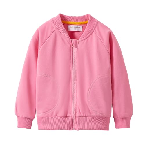 Mud Kingdom Kleinkinder-Mädchen Sportjacken für Mädchen Reißverschluss Rollkragen Sweatshirts Langärmelig Baseball Cardigan Rosa Rot 3 Jahre von Mud Kingdom