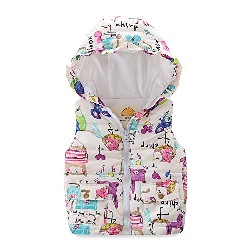 Mud Kingdom Kleinkindmädchen Gilet Vollreißverschluss Kapuzen Steppweste Für Mädchen Ärmellose Oberbekleidung Abwärtsgerichtete Tiermuster Weiß 3 Jahre von Mud Kingdom