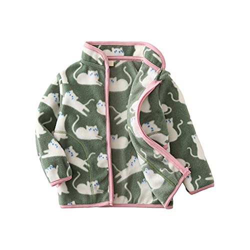 Mud Kingdom Leichte Fleecejacke für Kleinkinder Mädchen Voller Reißverschluss Cartoon Katzen Niedlich Grün 2 Jahre Reißverschluss von Mud Kingdom