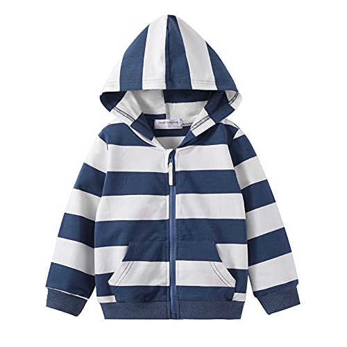 Mud Kingdom Little Boys Hoodies Reißverschluss Süße Blaue Streifen Oberbekleidung 4 Jahre von Mud Kingdom