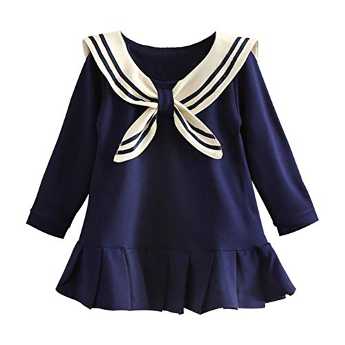 Mud Kingdom Little Girls Matrosenkleid mit langen Ärmeln Gr. 104, navy von Mud Kingdom