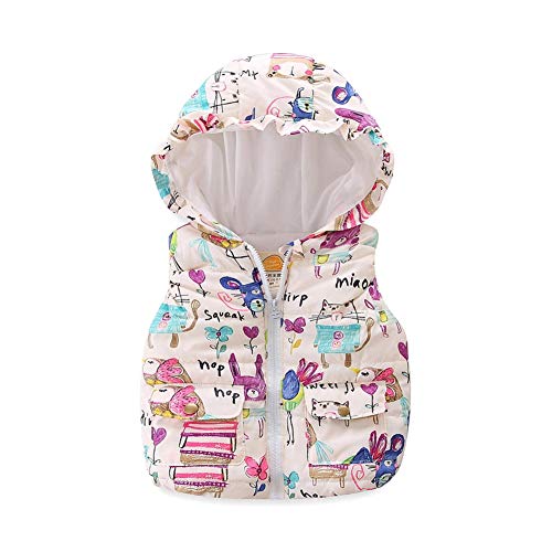 Mud Kingdom Mädchen Gilets Vollreißverschluss Kapuzen Steppweste Für Kleinkindmädchen Ärmellose Oberbekleidung Aufwärtsgerichtete Tiermuster Weiß 3 Jahre von Mud Kingdom