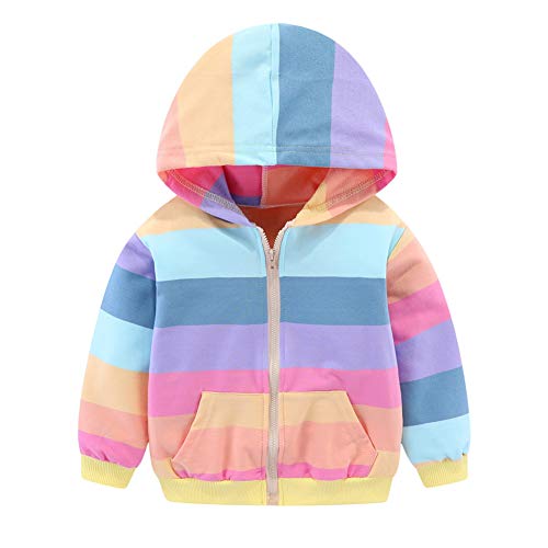 Mud Kingdom Mädchen Jacke mit Kapuze Leichter Regenbogen Streifen Süß 7 Jahre von Mud Kingdom