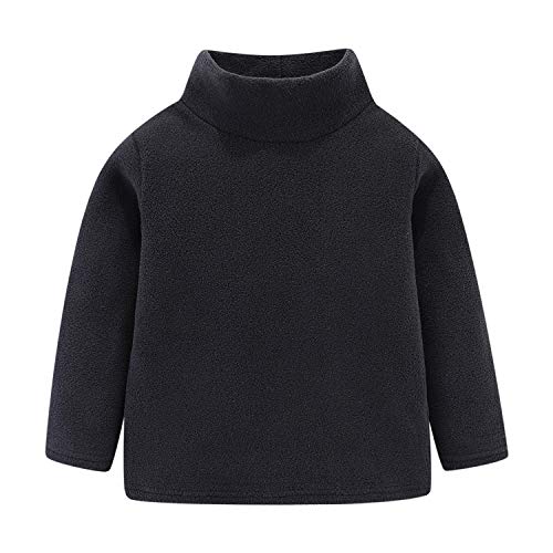 Mud Kingdom Mädchen Junge Shirts Fleece Pullover mit Stehkragen Basis Tops Unisex 3 Jahre (36-38 ins./29-32 lbs.) Schwarz von Mud Kingdom