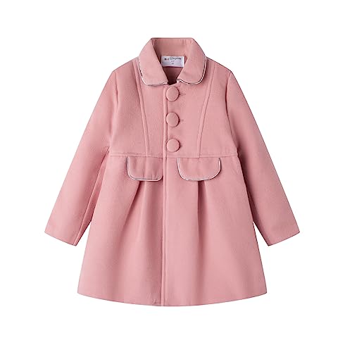 Mud Kingdom Mädchen Mantel Langarm Mittellang Einfarbig Jacken Peacoat Winter Herbst Revers Loose Trenchcoat Pastellfarben für 2 Jahre von Mud Kingdom