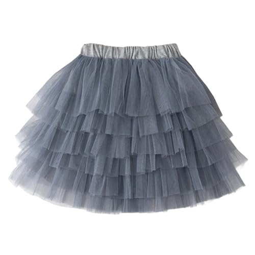 Mud Kingdom Mädchen Maschendraht Tutu Rock für Große Mädchen Elastischer Bund Puffige Prinzessin Röcke mit Mehrschichtigem Tülle Grau 11-12 Jahre von Mud Kingdom