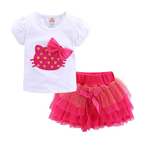 Mud Kingdom Mädchen-Outfit mit Tutu-Motiv, niedlich Gr. 18-24 Monate, Katze in leuchtendem Rosa von Mud Kingdom