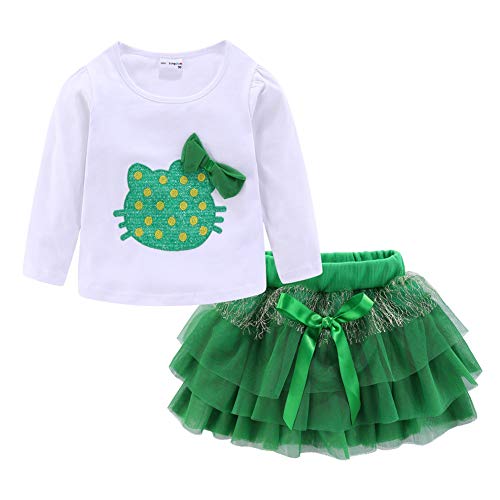 Mud Kingdom Mädchen-Outfit mit Tutu-Motiv, niedlich Gr. 3 Jahre, Grün mit langen Ärmeln. von Mud Kingdom