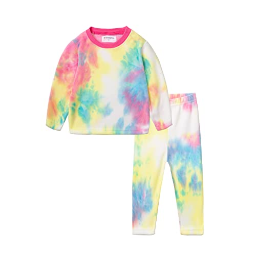 Mud Kingdom Mädchen Schlafanzug Pyjama Kinder Baumwolle Zweiteiliger Schlafanzüge Set Herbst Winter Weihnachten Nachtwäsche Polar Fleece Bunte Tie-dye 6 Jahre von Mud Kingdom