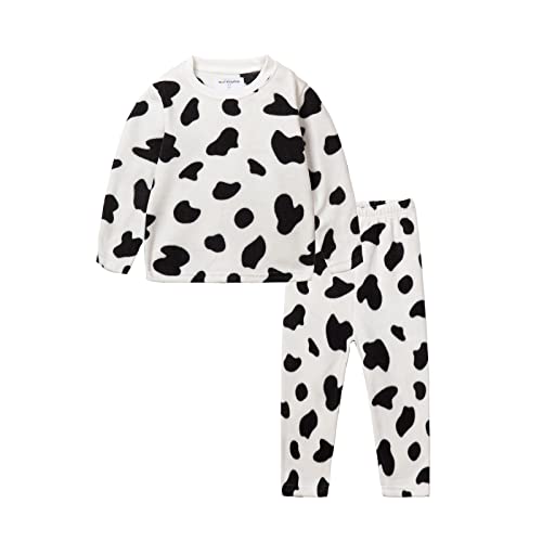 Mud Kingdom Mädchen Schlafanzug Pyjama Kinder Baumwolle Zweiteiliger Schlafanzüge Set Herbst Winter Weihnachten Nachtwäsche Polar Fleece Schwarze und weiße Kühe 7 Jahre von Mud Kingdom
