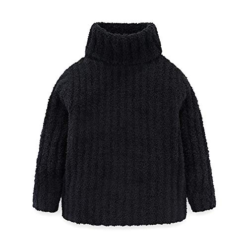 Mud Kingdom Neutraler Kinder-Pullover aus Chenille für Jungen und Mädchen, Winter, pelzig, Rollkragen-Top, warm, Schwarz, 5 von Mud Kingdom