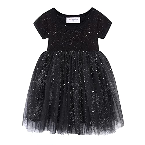 Mud Kingdom Prinzessin Große Mädchen Tutu Kleid Einfarbig Sparkly Kurzarm Sterne Schwarz 9-10 Jahre von Mud Kingdom