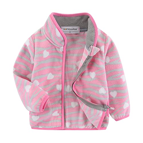 Mud Kingdom Reißverschluss Fleecejacke für Kleine Kinder 5 Jahre Casual Langarm Weich Outdoorjacke Rose Liebe Zebra von Mud Kingdom