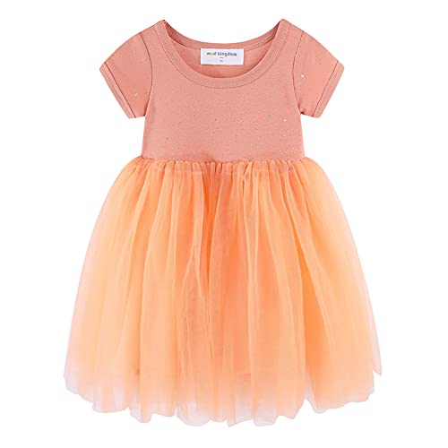 Mud Kingdom Sparkly Kleine Mädchen Tutu Kleid Prinzessin Einfarbig Kurzarm Orange 7-8 Jahre von Mud Kingdom