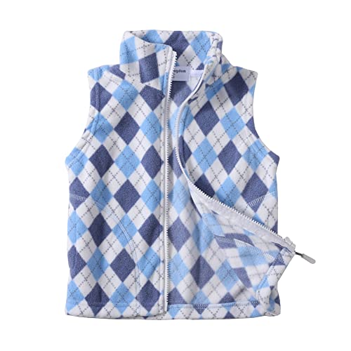 Mud Kingdom Süße leichte Fleeceweste für kleine Jungs Reißverschluss 5-6 Jahre Blau Kariert von Mud Kingdom