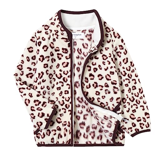 Mud Kingdom Unisex-Kinder-Fleecejacke, bedruckt mit Reißverschluss, Süßer beigefarbener Leoparden, 12 von Mud Kingdom