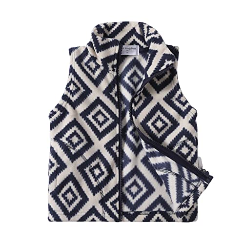 Mud Kingdom kleine Jungs Leichte Fleeceweste Durchgehender Reißverschluss Warm 6-7 Jahre Beige Geometrie von Mud Kingdom