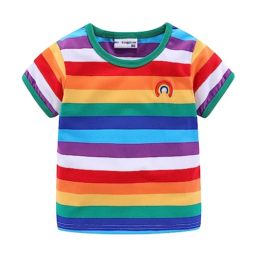 Mud Kingdom kleine Jungs T-Shirts Regenbogen-Streifen Kurzarm Grün 4-5 Jahre von Mud Kingdom