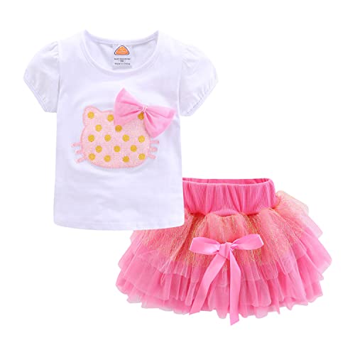 Mud Königreich Girl 's Cartoon T-Shirt und Tutu Rock Outfit Mädchen Spitze Anzug - rosa - von Mud Kingdom