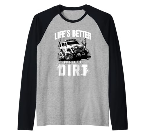 Das Leben ist Besser mit einem kleinen Schmutz, Schlammliebhaber, Herren, Damen Raglan von Mud Lovers Lifted Truck Adventures Terrain Tees