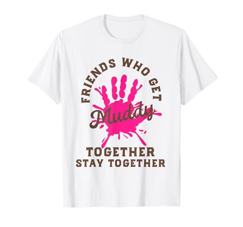 Passende Mud Run Shirts Frauen Mud Race Team Muddy Handprint T-Shirt von Mud Run Team Shirts For Women