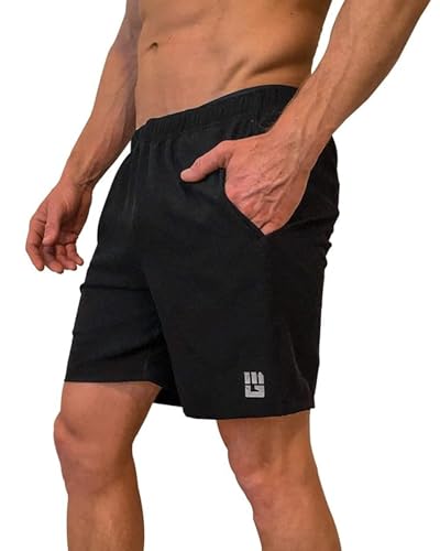 MudGear Freestyle-Laufshorts für Herren, athletische Workout-Bekleidung mit 17,8 cm Innennaht, Reißverschlusstasche für Fitnessstudio, Rennen und Trail, Schwarz, Mittel von MudGear