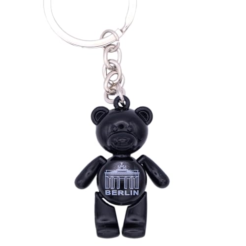 Muddastadt Berlin Souvenir Schlüsselanhänger Berliner Bär beweglich schwarz Brandenburger Tor von Muddastadt