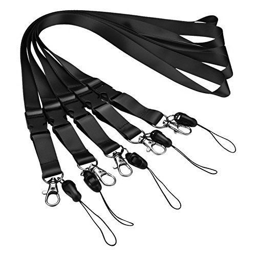 5 Stück Schlüsselband Umhängeband Lanyards mit Abnehmbarer Gürtelschnalle für Mobile Handys, Schlüssel, ID Karte (Schwarz) von Mudder