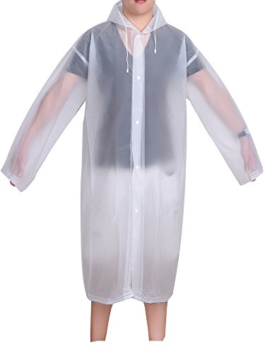 Mudder Tragbarer Regenmantel Regenponcho mit Kapuze und Ärmeln, weiß, One Size Große Größen von Mudder