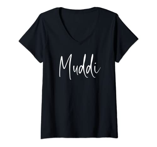 Damen Du bist die beste Mama der Welt - Muddi T-Shirt mit V-Ausschnitt von Muddi - Mama mit Humor