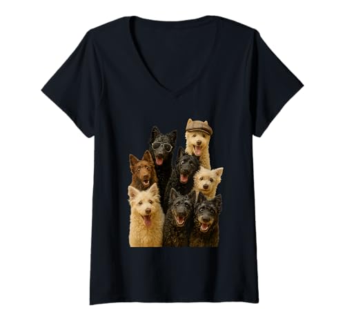 Damen Verrückter MUDI T-Shirt mit V-Ausschnitt Damen Verrückter MUDI T-Shirt mit V-Ausschnitt von Mudi Dog