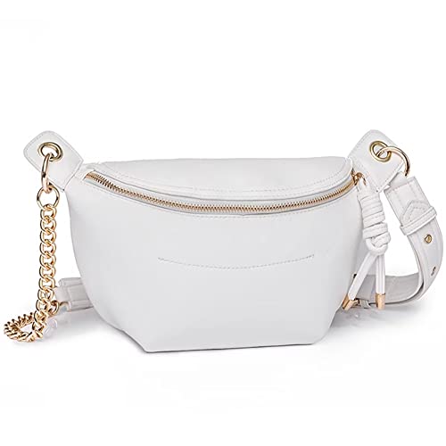 Mudono Schultertasche für Damen, Vintage-Stil, PU-Leder, Umhängetasche, geräumige Schultertasche, Designer-Bauchtasche mit Kettenriemen, weiß, S Mudono Schultertasche für Damen, Vintage-Stil, PU-Leder, Umhängetasche, geräumige Schultertasche, Designer-Bauchtasche mit Kettenriemen, weiß, S von Mudono