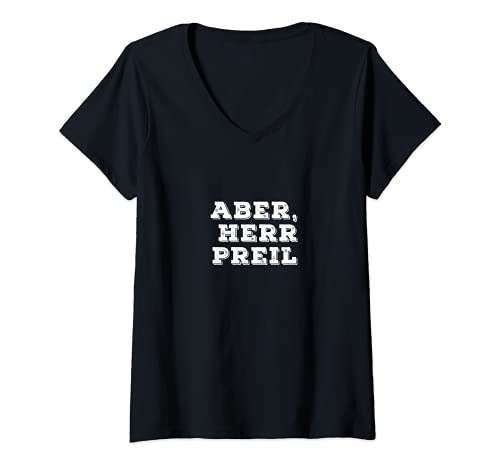Damen ABER, Herr Preil Ostalgie DDR T-Shirt mit V-Ausschnitt Damen ABER, Herr Preil Ostalgie DDR T-Shirt mit V-Ausschnitt von Mückentötolin fashion