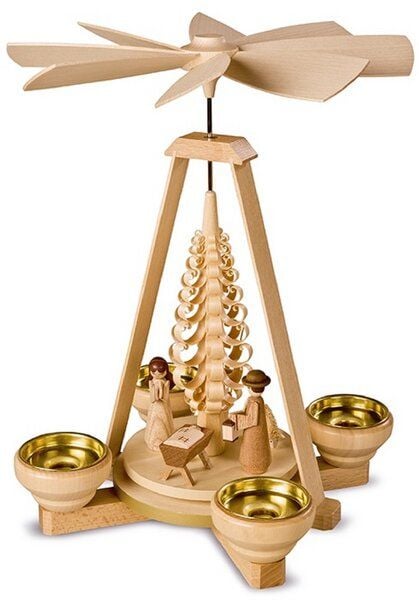 Müller Seiffen schlichte kleine Pyramide für 4 Teelichter Erzgebirge von Müller Seiffen